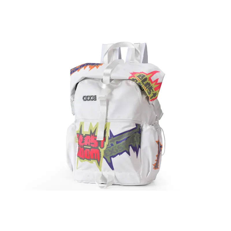 COEXISTENCE Polyester Water Repellent Stain Resistant Backpack Travel Bag Regular Unisex White-2