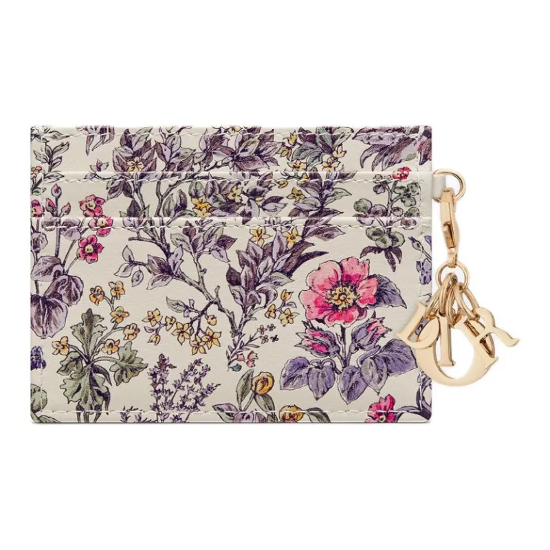 DIOR Lady Dior Calfskin Leather Card Holder Women's Latte-1