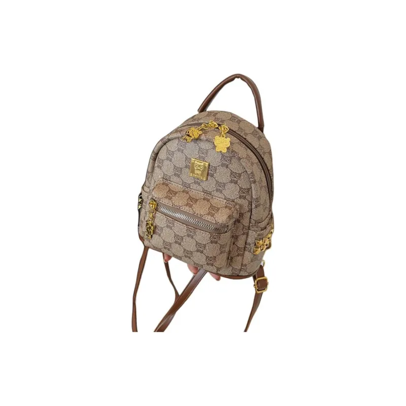 BAODIDAISHU Pu Backpack Women's White/Pink/Brown-47