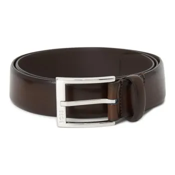BOSS Cow Leather Belts Men's Brown Width 3CM