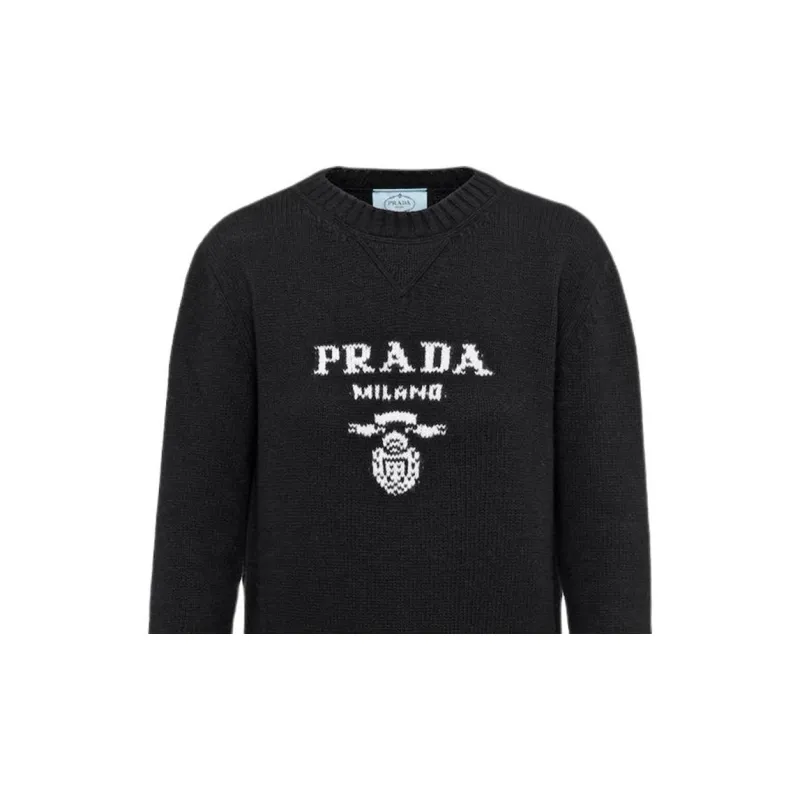 PRADA Logo Knitted Round Neck Jumper-3