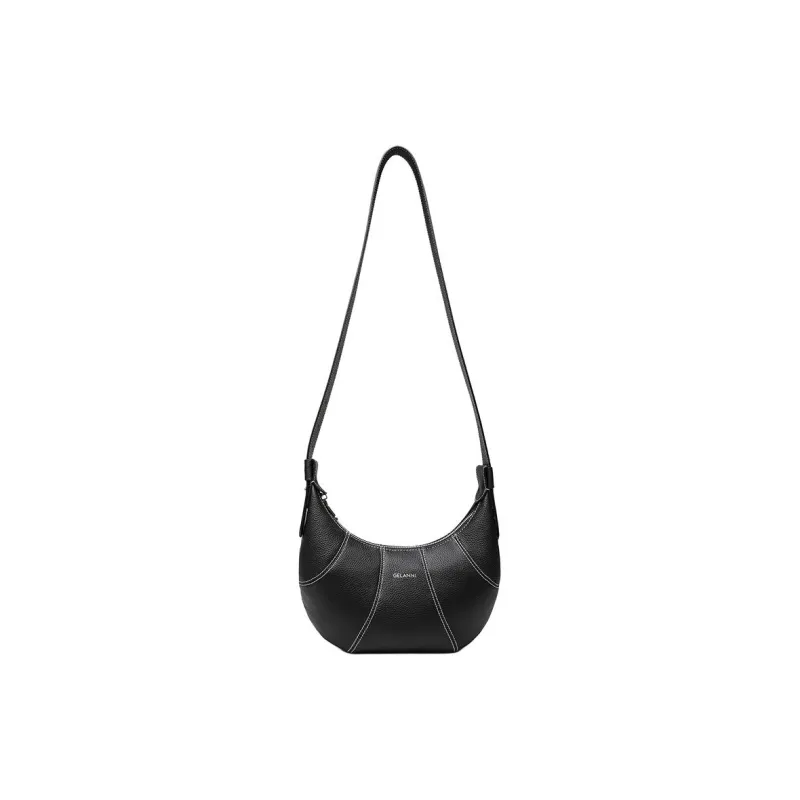 GELANNI Cow Leather Shoulder Bag Women's Black/Gray-1