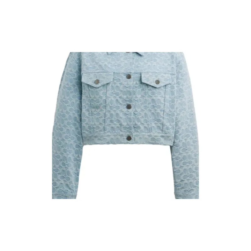 COACH Denim Jackets Women's Blue-5