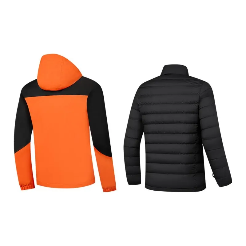 QIAODAN Windproof Breathable Water Repellent Windbreaker Jacket Men's Aurora Orange/Black-1