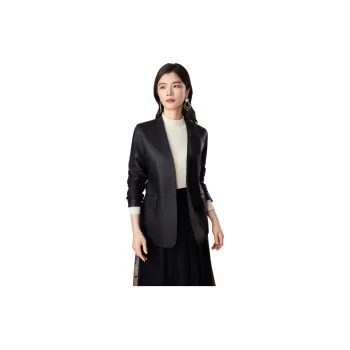 BBLLUUEE Leather Jacket Women's Ink Black