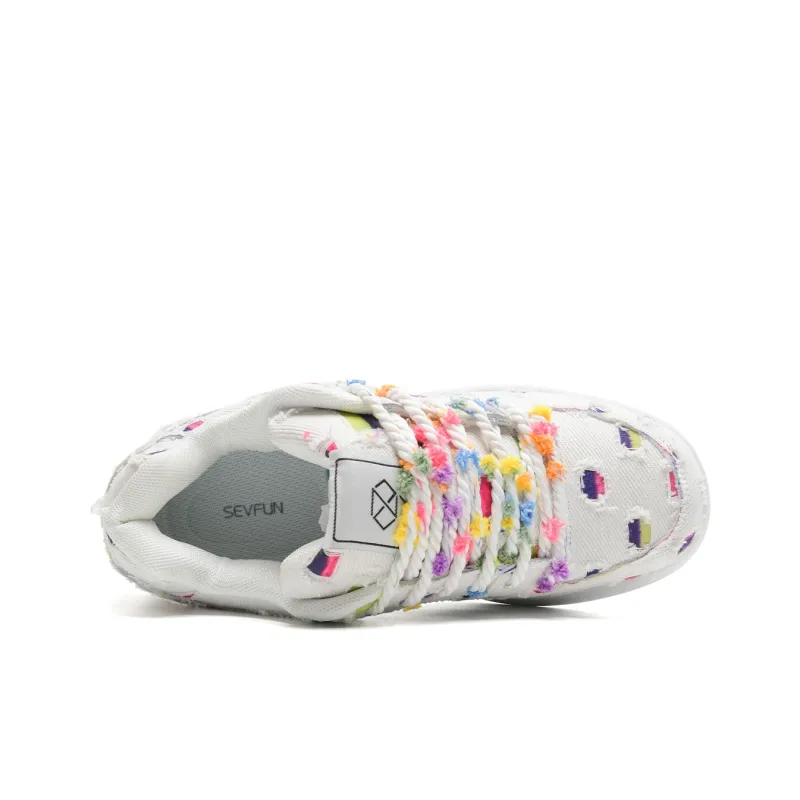 7 SEVFUN Abrasion Resistant Breathable Low Top Skateboard Shoes Unisex Rainbow Fairy Bean Box Included-3