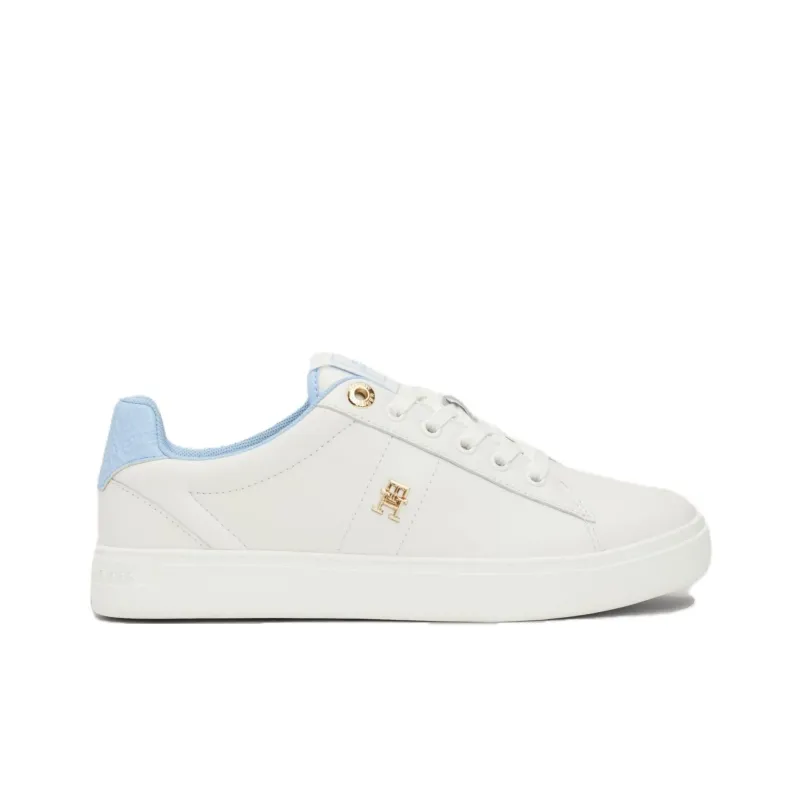 Tommy Hilfiger Essential Low Top Skateboard Shoes Women's White Blue-1