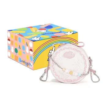 Miffy Synthetic Leather Round Bag, Shoulder Bag Small Size Women's Pink/Green