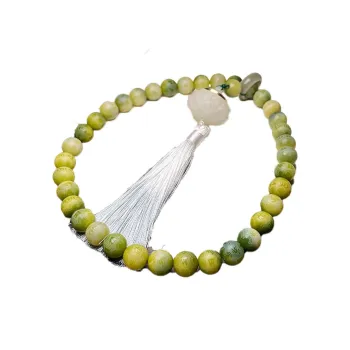 Crabs White Jade Bodhi Bead Chain Unisex