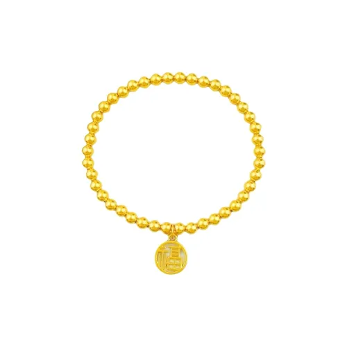 Good Has A Cause 5D Hard Gold Fortune Bead Good Luck Fu Character Solid Gold 999 Priced In Gram Bracelets Women's