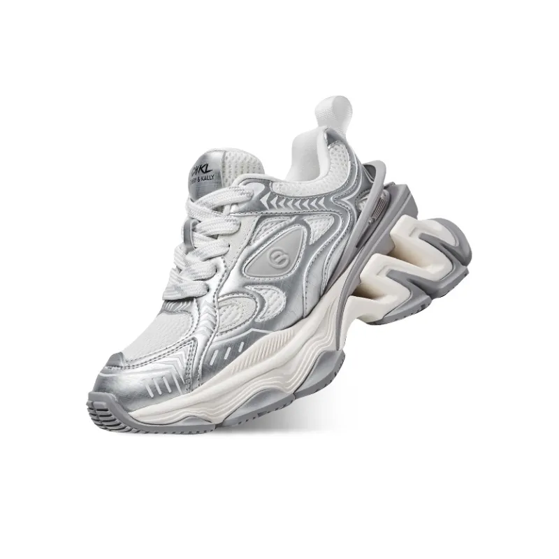 CHERYKALLY Cushioned Anti Slip Wear Resistant Lightweight Height Increasing Low Top Chunky Sneakers Women's-3