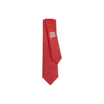 HERMES Mulberry Silk Ties Men's Red