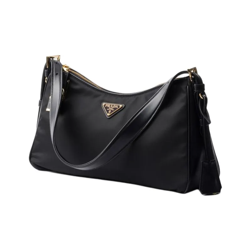 PRADA Recycled Nylon Handbag Shoulder Bag Large Size Women's Black-1