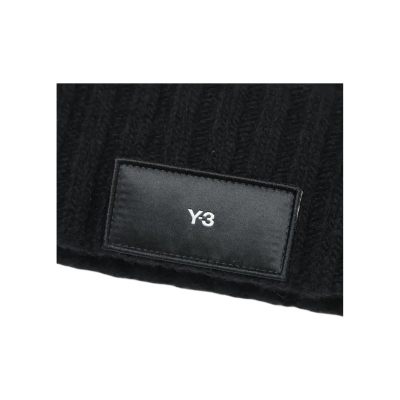 Y 3 Logo patch Knitted Beanie-2