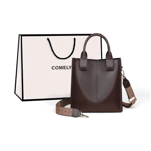 COMELY Cow Leather Patchwork Synthetic Leather One Shoulder Handbags Regular Women's Coffee