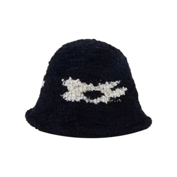 PISHUSHU Polyamide Bucket Hats Women's Black White Caramel