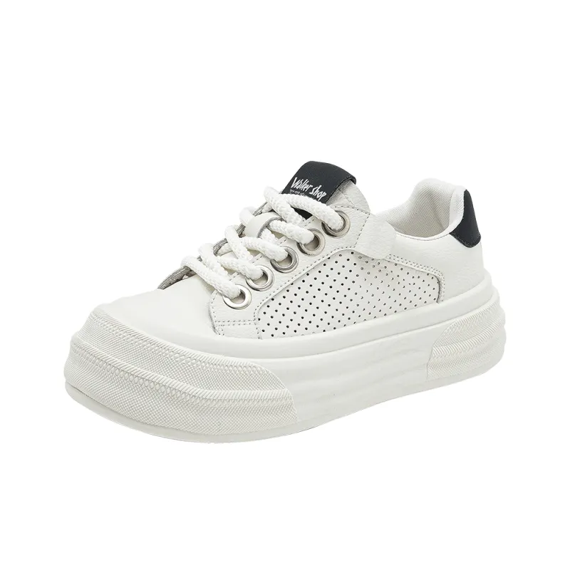 Walker Shop Breathable Height Increasing Low Top Skateboard Shoes Women's Beige Black-0