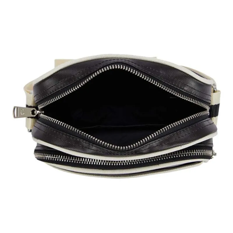 FRED PERRY Recycled Polyester Crossbody Bag, Shoulder Bag Regular Unisex Black & Beige-3