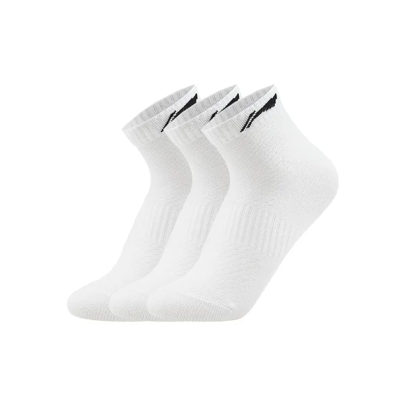LiNing Fitness Series Ankle Socks Unisex 3 Pack White-3