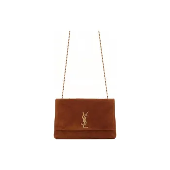 SAINT LAURENT KATE Suede Calfskin Crossbody Bag, Shoulder Bag Medium Size Women's Cinnamon