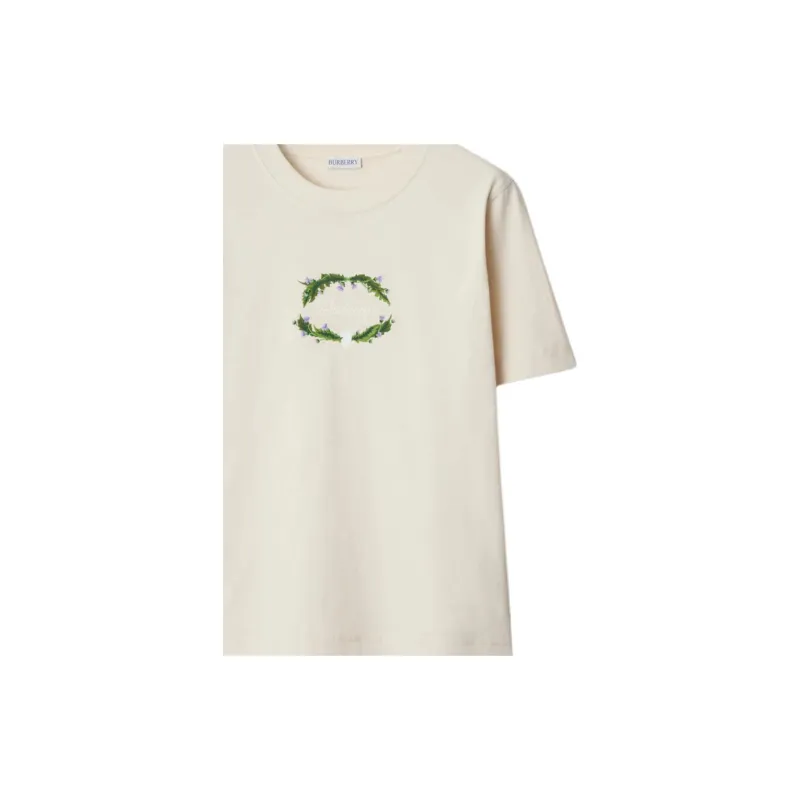 Burberry Logo embroidered Cotton T shirt-1