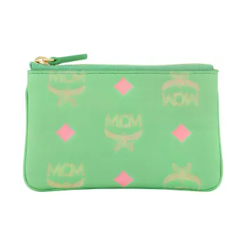 MCM Visetos Nappa Leather Trim Key Pouch Mini Women's Green