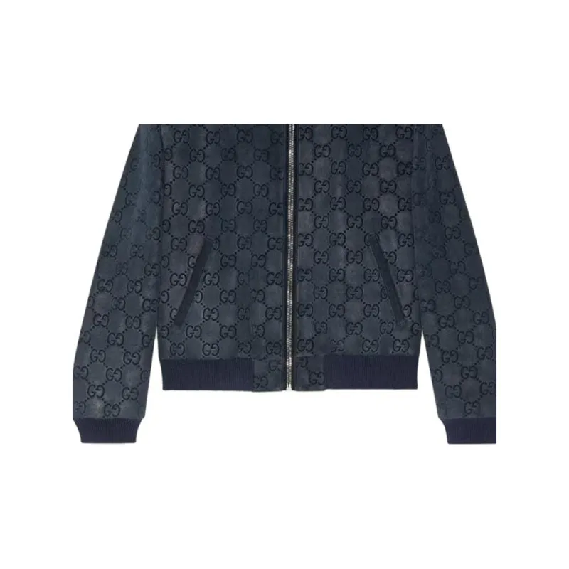 GUCCI Gg Printed Suede Bomber Jacket-4