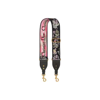 DIOR Cotton With Calfskin Bag Shoulder Strap Women's Black