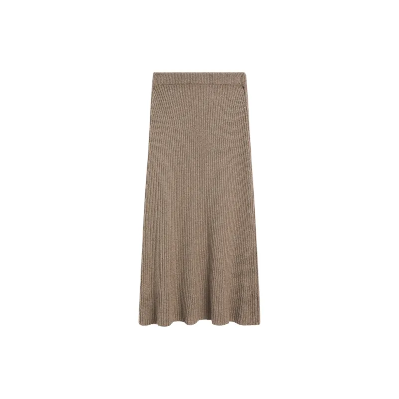 Massimo Dutti Knit Long Skirts Women's Gray Brown-1