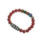 Multicolor Colored Glaze Cinnabar Fold Line 2 Eye Dzi Bead