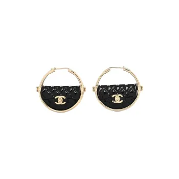 CHANEL Quilted Flap Hoop Earrings