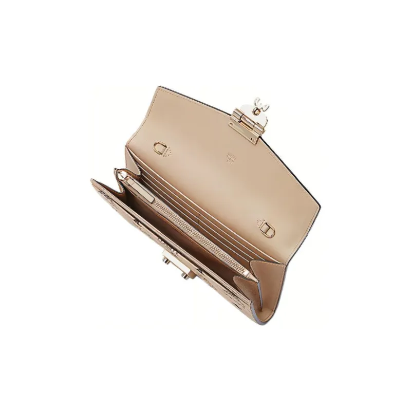 MCM Patricia Visetos Coated Canvas Envelope Bag, Handheld Shoulder Bag, Crossbody Bag Large Size Women's Gold Champagne-4