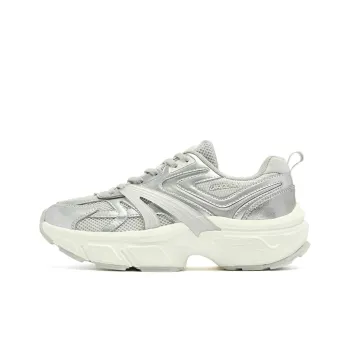 QIAODAN Mountain Sea SE Anti Slip Wear Resistant Low Top Chunky Sneakers Women's Silver