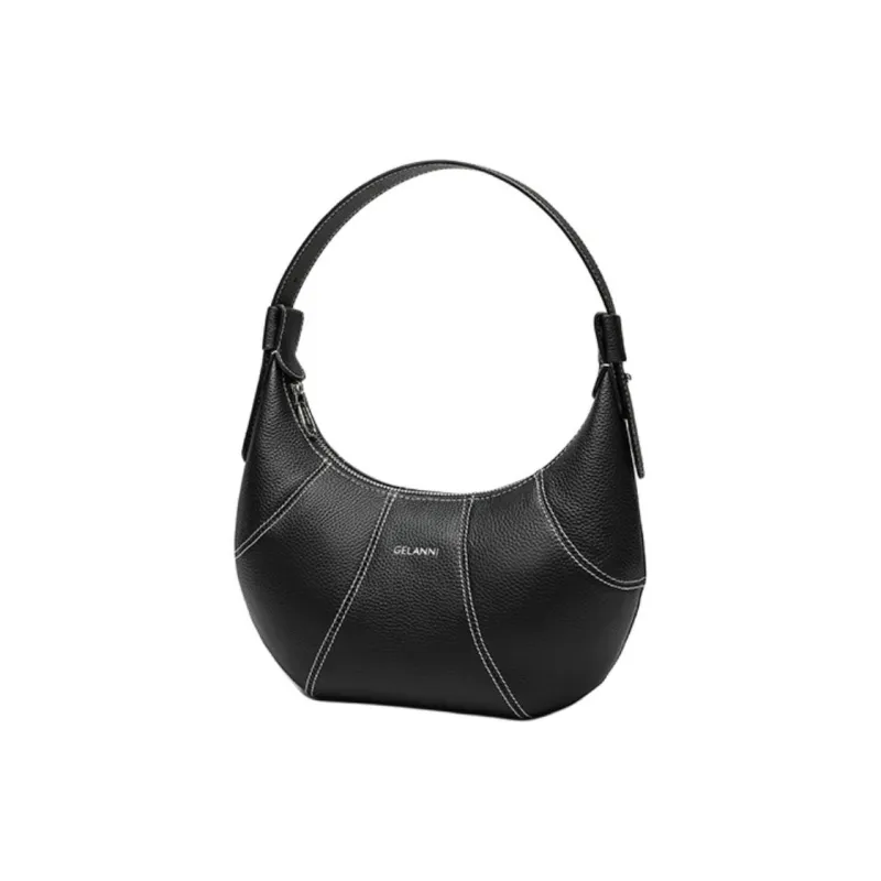 GELANNI Cow Leather Shoulder Bag Women's Black/Gray-4