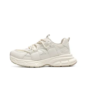 Mulinsen Anti Slip And Wear Resistant Lightweight Low Top Chunky Sneakers Women's White Khaki