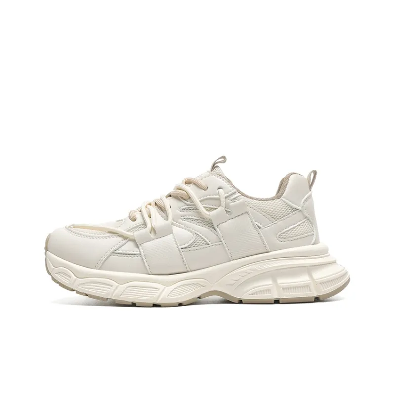 Mulinsen Slip Resistant, Abrasion Resistant, Lightweight Low Top Chunky Sneakers Women's White Khaki-0