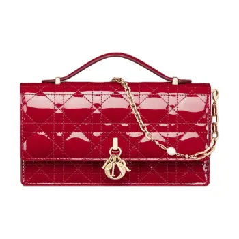 DIOR Calfskin Shoulder Bag Crossbody Bag Handbag Mini Women's Cherry Red