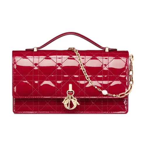 DIOR Calfskin Shoulder Bag Crossbody Bag Handbag Mini Women's Cherry Red