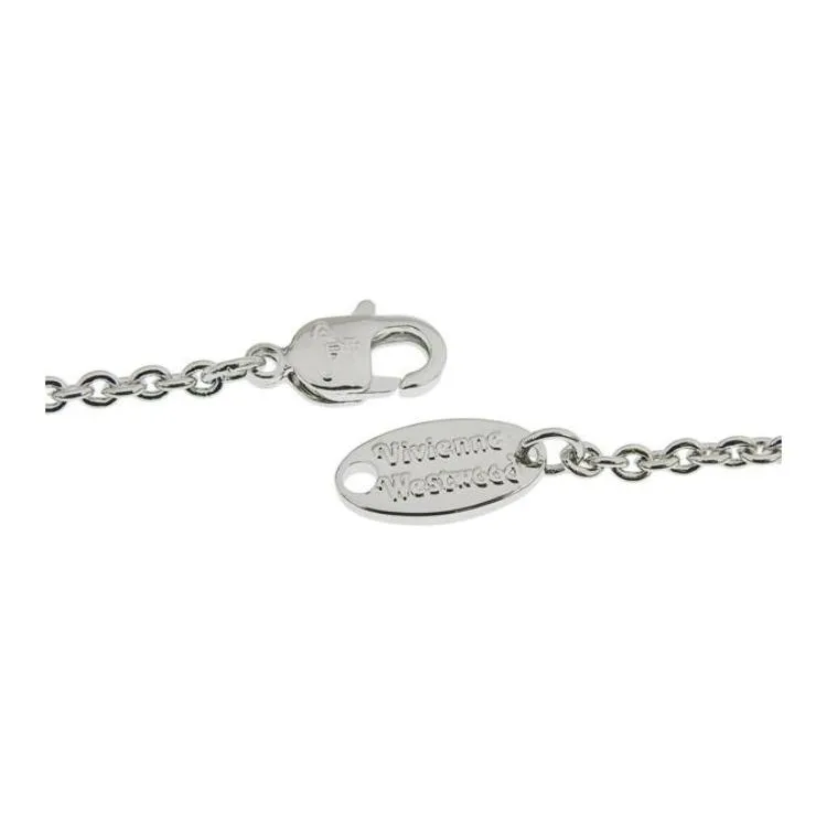 Vivienne Westwood Brass Necklace Gunmetal Gray Rhinestone Inlay Limited Edition Men's Silver/gun Grey-4