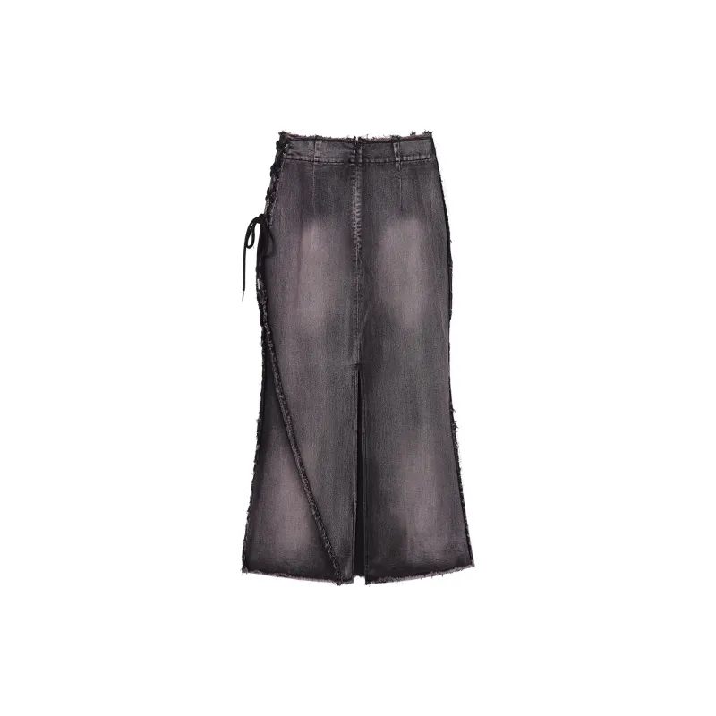 I'M ONE Denim Long Skirts Women's Purple-2