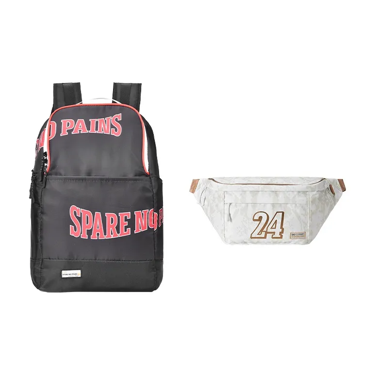 Spare No Pains. Polyester Basketball Backpack Regular Unisex Black Red-17