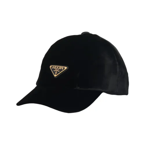PRADA Cotton Fabric Baseball Caps Women's Black