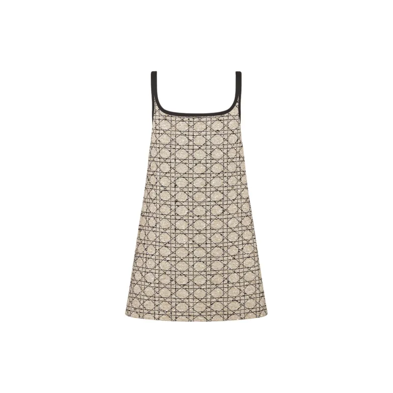 DIOR FW24 Slip Dresses Women's Beige Black Mixed Color-1