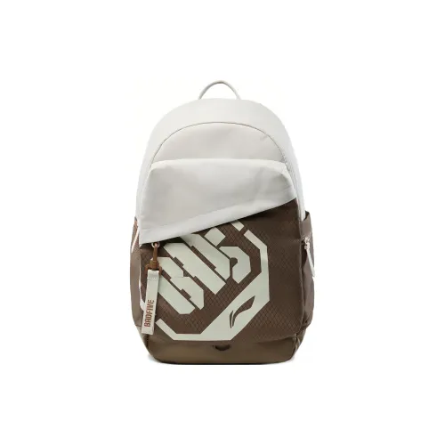 LiNing Polyester Backpack Regular Unisex Oat Gray & Brown