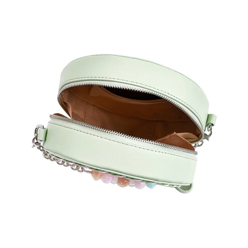 Miffy Synthetic Leather Round Bag, Shoulder Bag Small Size Women's Pink/Green-5