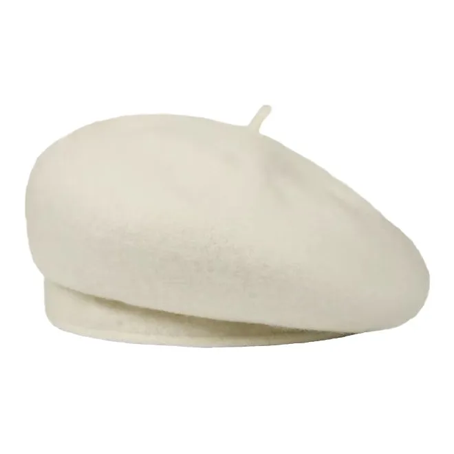 PISHUSHU Wool Berets Women's Black White-1