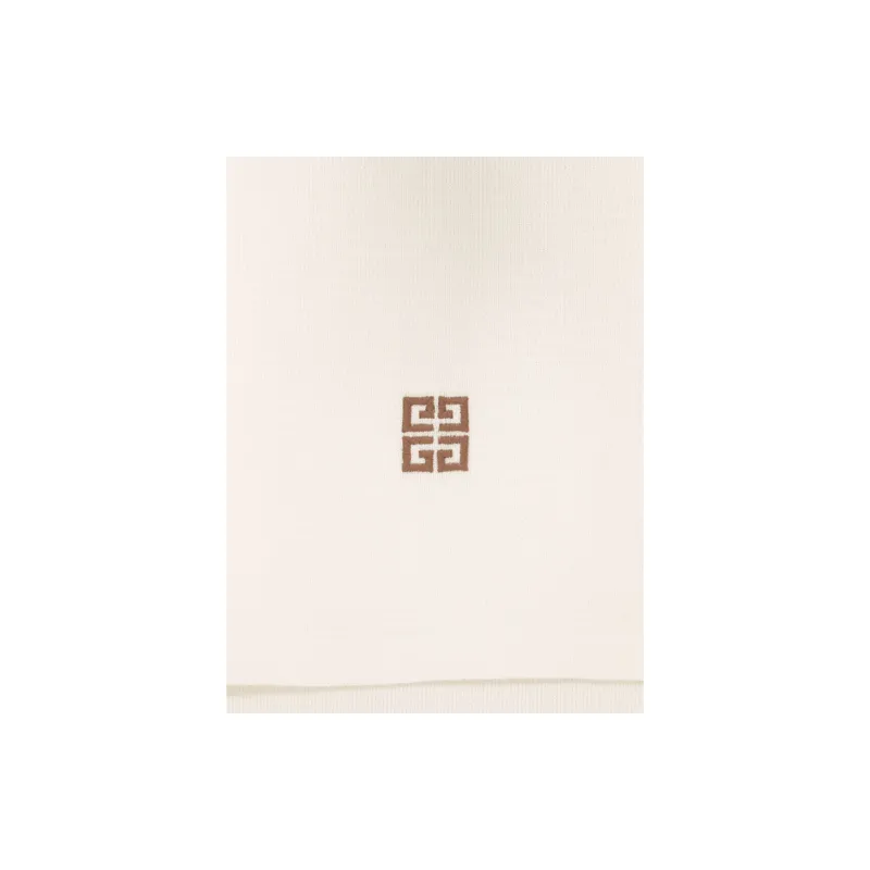 GIVENCHY Wool Knit Scarves Women's Beige/Brown-1