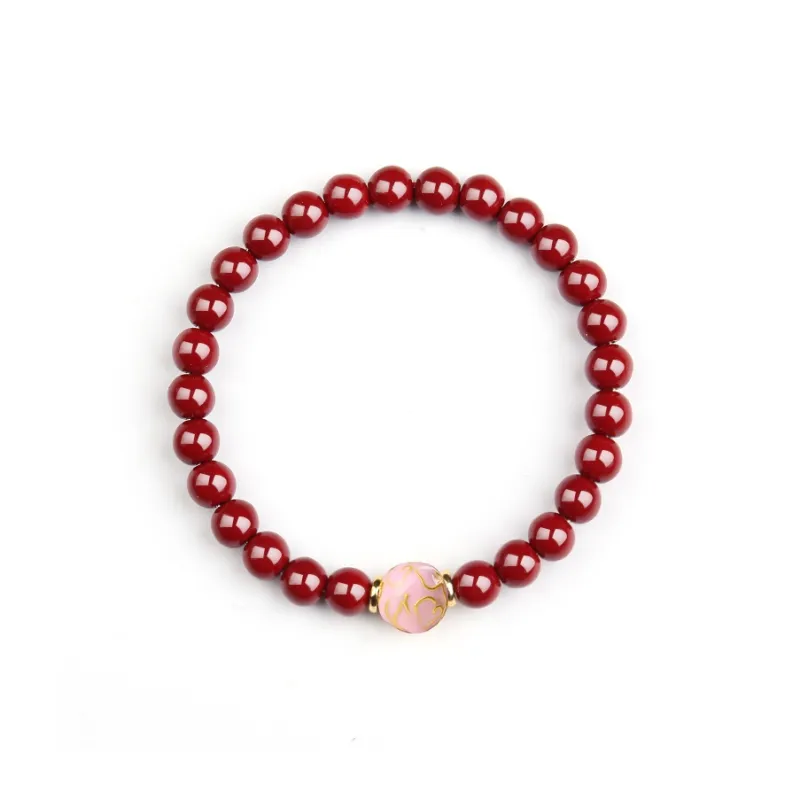 Moon Jewelry Reconstructed Cinnabar Bracelets Unisex-2