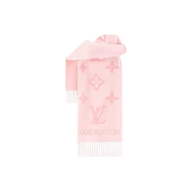 LOUIS VUITTON Cashmere Knit Scarves Women's Pink-1