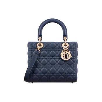 DIOR Lady Dior Calfskin Lady Dior Bag, Shoulder Bag, Crossbody Bag, Handbag Medium Size Women's Deep Sea Blue